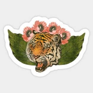 Botanical Tiger with Flower Crown Sticker